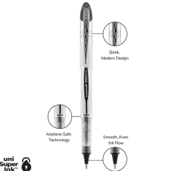 uni-ball Vision Elite Rollerball Pen, Bold Point, 0.8mm, Black Ink, 4/Pack (67180)