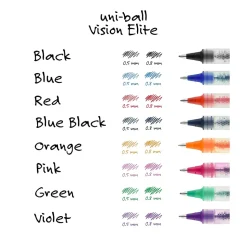 uniball Vision Elite Rollerball Pen Refills, Bold Point, 0.8mm, Black Ink, 2/Pack (61233)