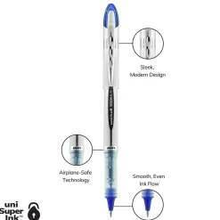 uniball Vision Elite Rollerball Pens, Bold Point, 0.8mm, Blue Ink (69024)