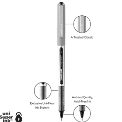 uni-ball Vision Rollerball Pens, Fine Point, 0.7mm, Black Ink, Dozen (60126)