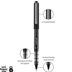 uniball Vision Rollerball Pens, Micro Point, 0.5mm, Black Ink (60106)