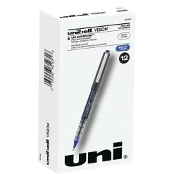 uniball Vision Rollerball Pen, Micro Point, 0.5mm, Blue Ink, Dozen (60108)
