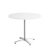 Union & Scale™ 36" Round White Seated Height Table Silver Base
