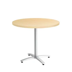 Union & Scale™ Multipurpose 36" Round Natural Maple Laminate Seated Height Silver Base Table (54789)