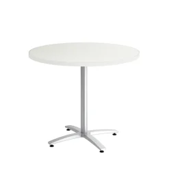 Union & Scale™ Multipurpose 36" Round Silver Mesh Laminate Seated Height Silver Base Table (54785)