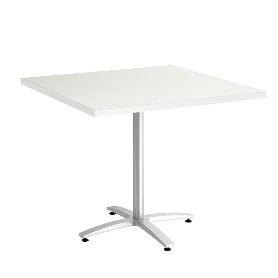 Union & Scale™ Multipurpose 36" Square Silver Mesh Laminate Seated Height Silver Base Table (54824)