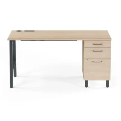 Union & Scale™ Essentials 60"W Single Pedestal Desk, Natural (UN60419)