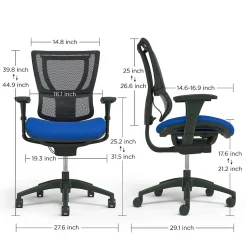 Union & Scale FlexFit™ Ergonomic Mesh Swivel Task Chair, Blue/Black (UN59413)