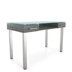 Union & Scale™ Prestige 47"W Glass Computer and Writing Desk, Gray (UN56948)