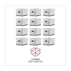 Universal Extra-Strength Storage Box, Letter/Legal Size, White, Stacking Strength 1,500 lbs., 12/Ct