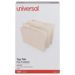 Universal File Folder, Legal Size, Manila, 100/Box (UNV15113)