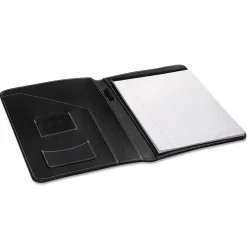 Universal Leather-Look Pad Folio Leather Padfolio, Black (UNV32660)