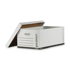 Universal Medium Duty Corrugated File Box with Lift Off Lid, Legal Size, White, 12/Carton (UNV95221)