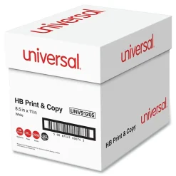 Universal Multipurpose Paper, 96 Bright, 20 lb., 8.5 x 11, Bright White, 500 Sheets/Ream, 5 Reams/Carton