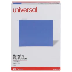 Universal Recycled Hanging File Folder, Letter Size, Blue, 25/Box (UNV14116)