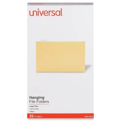 Universal Recycled Hanging File Folder, Legal Size, Yellow, 25/Box (UNV14219)