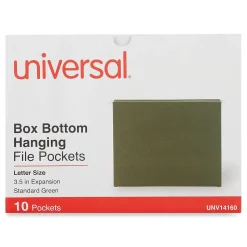 Universal Reinforced Hanging File Frame, Letter Size, Green, 10/Box (UNV14160)