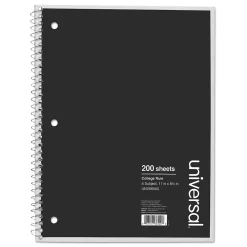 Universal Wirebound Notebook, 8.5 x 11, College Ruled, 200 Sheets, Assorted Color Cover (UNV66500)
