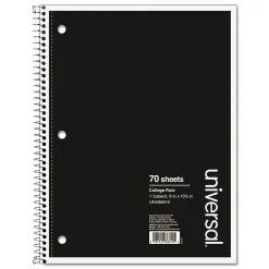 Universal Wirebound Notebook, 8 x 10.5, College Ruled, 70 Sheets, Assorted Color Cover (UNV66610)