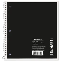 Universal Wirebound Notebook, 4 sq/in Quadrille Rule, 10.5 x 8, White, 70 Sheets (UNV66630)
