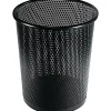 Urban Collection Punched Metal Wastebin, 595.82 Ml, Steel, Black Satin, 9"dia
