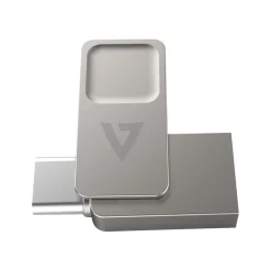 V7 Dual 128GB USB 3.2 Type C Flash Drive, Gray (VF3128GTC)