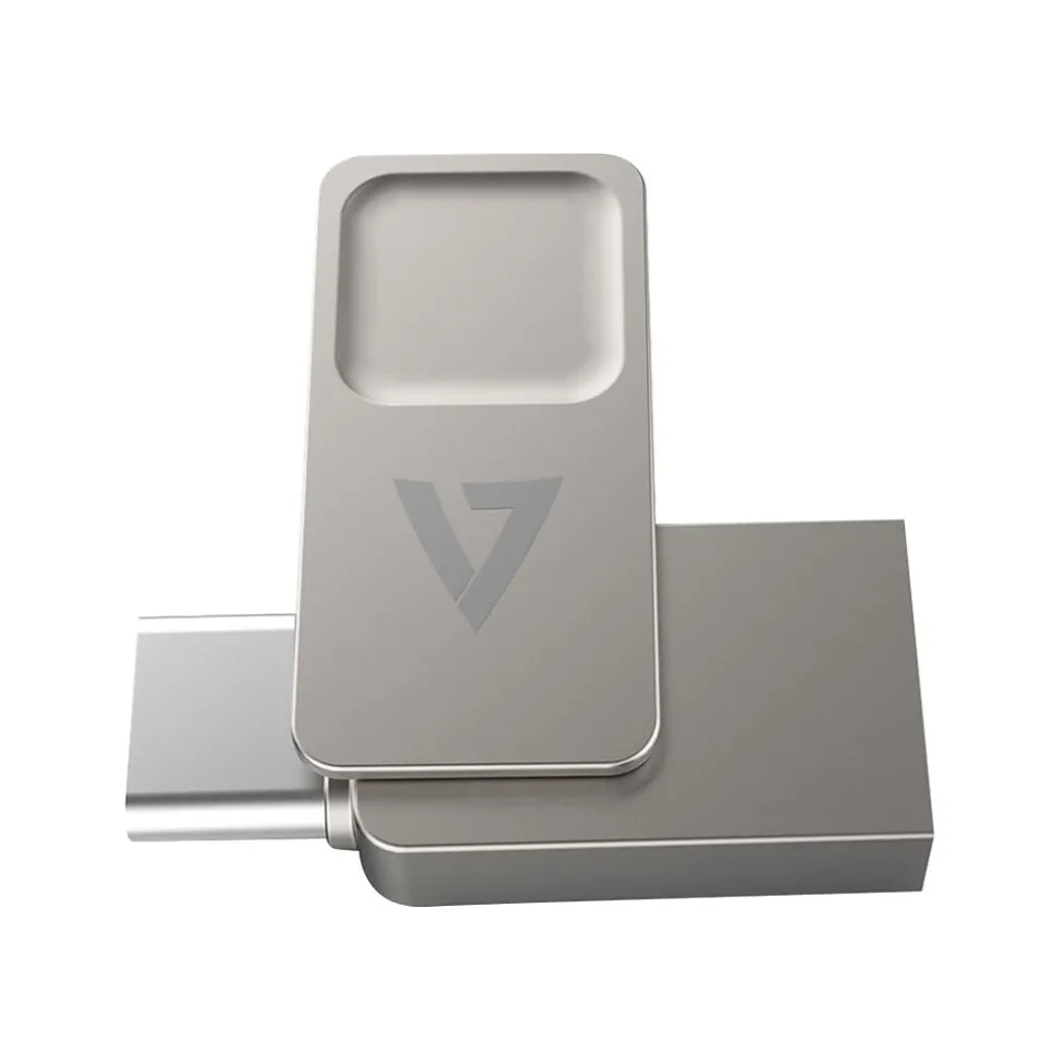 V7 Dual 128GB USB 3.2 Type C Flash Drive, Gray (VF3128GTC)