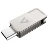 V7 Dual-Purpose 64GB USB-C/USB 3.2 Flash Drive, Silver (VF364GTC)