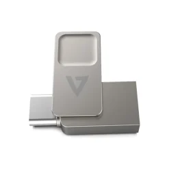 V7 Dual-Purpose 64GB USB-C/USB 3.2 Flash Drive, Silver (VF364GTC)