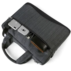 Vangoddy Laptop Messenger, Black/Gray Nylon (NBKLEA608)