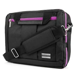 Vangoddy Nylon Backpack Messenger Shoulder Bag Case for 13.3 to 14 Inch Laptop, Black Purple (PT_NBKLEA285_17)