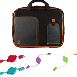 Vangoddy Office Busines Travel 12" Nylon Water Resistant Laptop Bag, Black/Orange (PT_000001242)