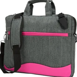 Vangoddy Wave Laptop Briefcase, Gray/Magenta Nylon (NBKLEA602)