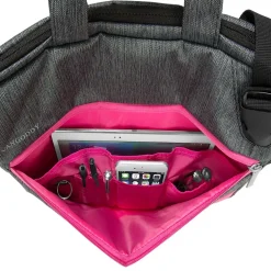 Vangoddy Wave Laptop Briefcase, Gray/Magenta Nylon (NBKLEA602)
