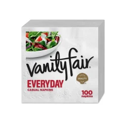 Vanity Fair Everyday Luncheon Napkins, 2-Ply, White, 100/Pack (35501)