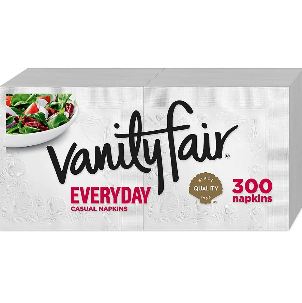 Vanity Fair Everyday Luncheon Napkins, 2-Ply, White, 300/Pack (35503/14)