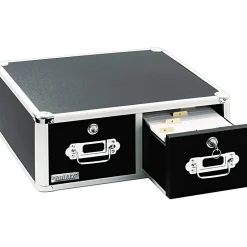 Vaultz® Locking 4x6 Index Card Cabinet, Double Drawer, Black