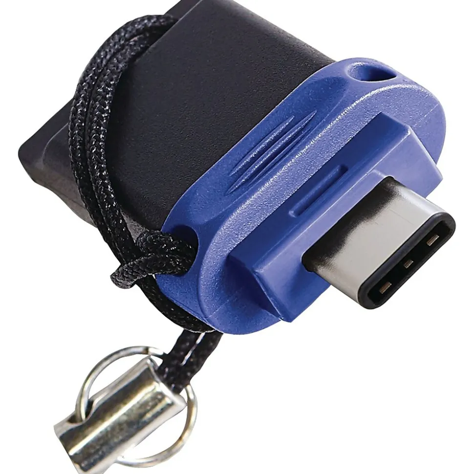 Verbatim 32GB Store 'n' Go Dual USB Flash Drive for USB-C Devices, Blue, 32 GB, USB Type C, USB 3.0, Blue