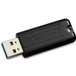 Verbatim PinStripe 128GB USB 3.2 Type A Flash Drive, Black (49319)