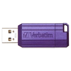 Verbatim PinStripe 16GB USB 2.0 Type A Flash Drive, Violet (98045)