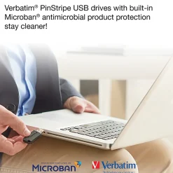 Verbatim PinStripe 16GB USB 2.0 Type A Flash Drive, Black (49063)