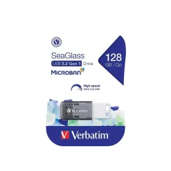Verbatim SeaGlass 128GB USB 3.2 Type A Flash Drive, Gray (70909)