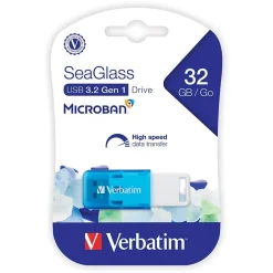 Verbatim SeaGlass 32GB USB 3.2 Type A Flash Drive, Blue (71268)