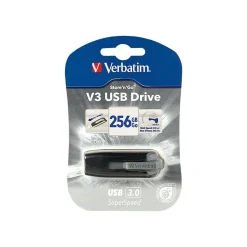 Verbatim Store 'n' Go V3 256GB USB 3.0 Type A Flash Drive, Black (49168)