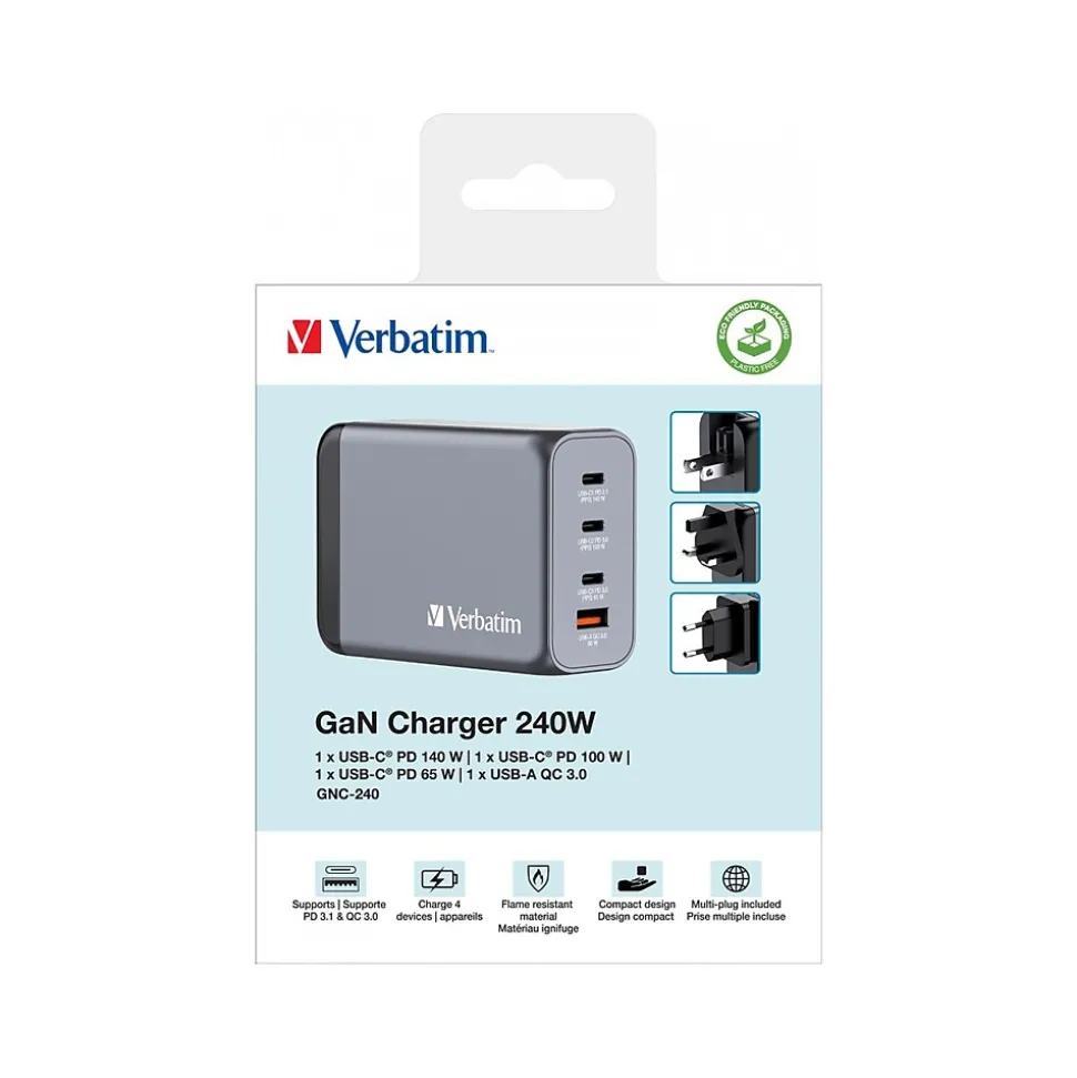 Verbatim USB Type-A/USB Type-C Wall Charger, Gray (32205)