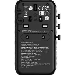 Verbatim UTA-10 GaN III Universal Travel Adapter 140W – USB-C, USB-A