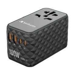 Verbatim UTA-06 Plastic Travel Power Adapter, Black (32121)