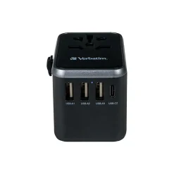 Verbatim UTA-04 Plastic Travel Power Adapter, Black (49546)