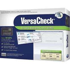 VersaCheck UV Secure 8.5" x 11" Business Security Check On Top, Blue Elite, 250 Sheets/Pack (GLO921800F086)