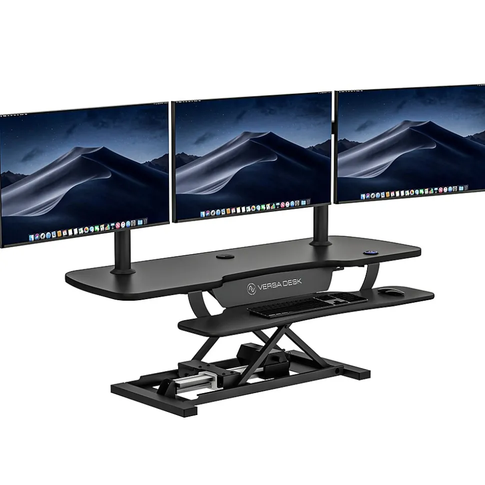 VersaDesk PowerPro 48"W Electric Adjustable Standing Desk Converter, Black (SP7644824-00-01)
